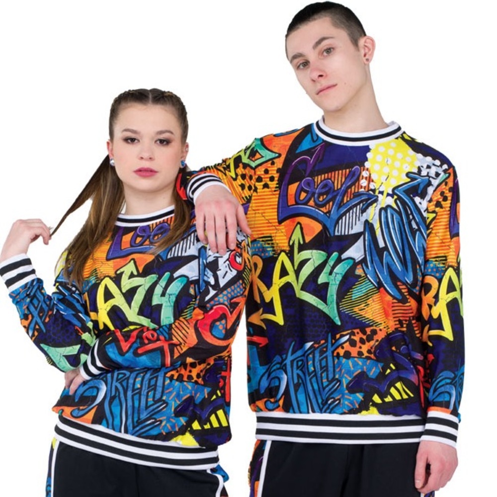 Graffiti Print dry fit gender neutral sweatshirt